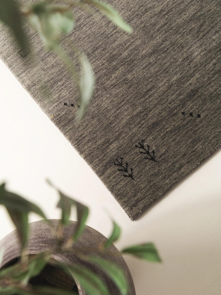 Tapis moderne motif ethnique descente de lit gris foncé en laine 80x300 cm