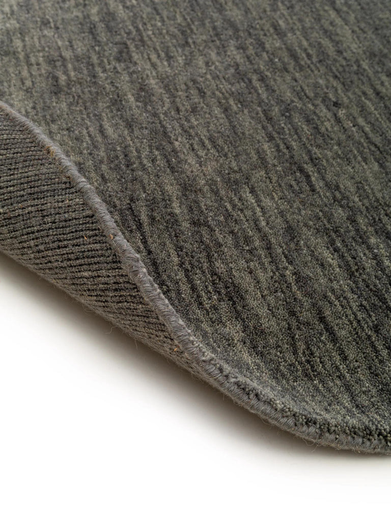 Tapis moderne chiné rond gris foncé en laine 120 cm de diamètre