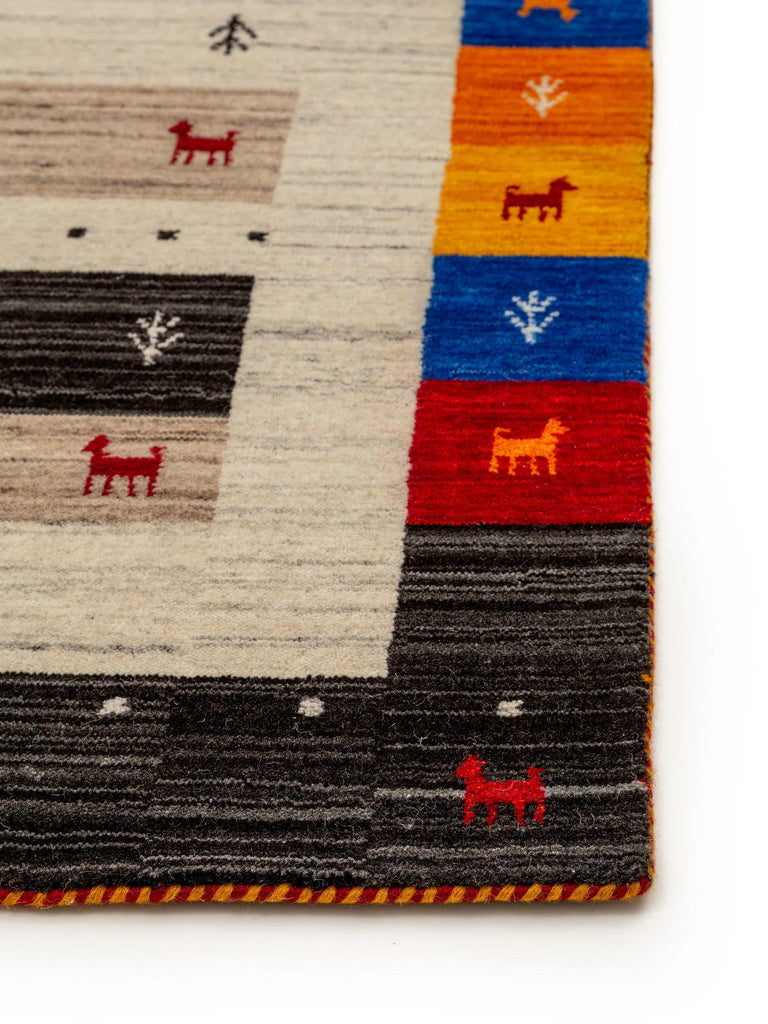 Tapis ethnique inspiration berbère descente de lit multicolore en laine 80x250 cm