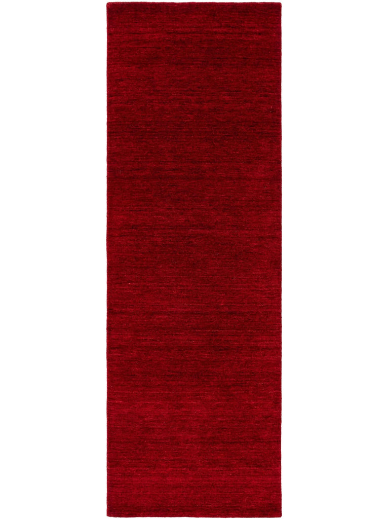 Tapis moderne chiné descente de lit bordeaux en laine 80x250 cm