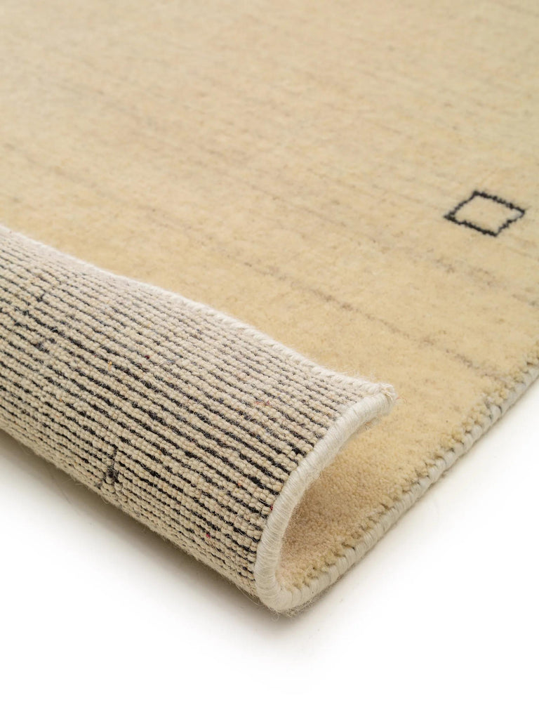 Tapis moderne motif ethnique descente de lit beige en laine 80x300 cm