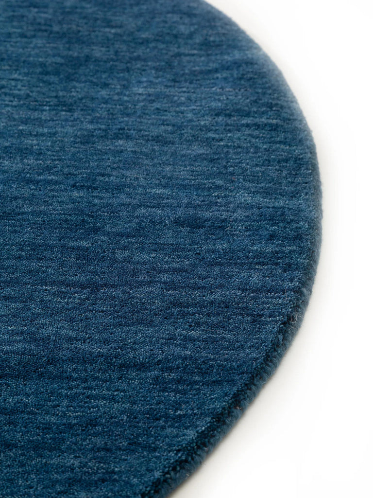 Tapis moderne chiné rond bleu en laine 200 cm de diamètre