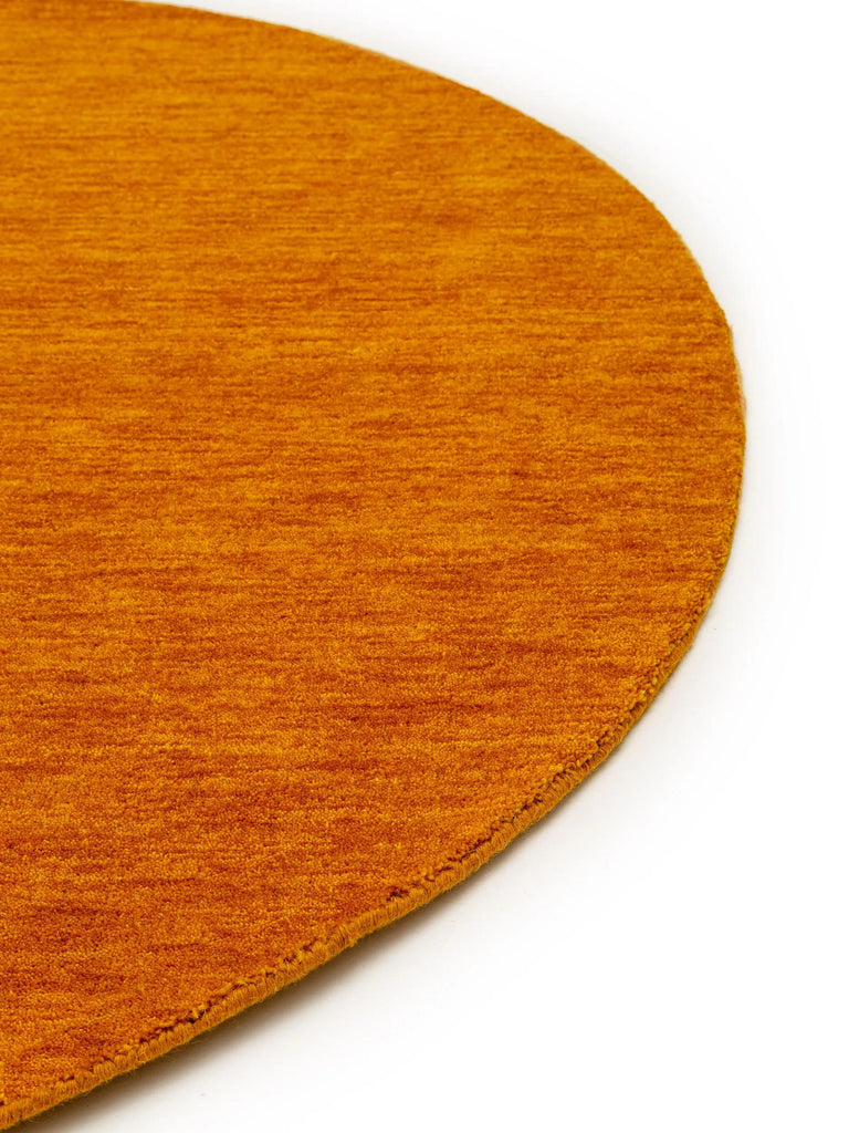 Tapis moderne chiné rond orange en laine 160 cm de diamètre