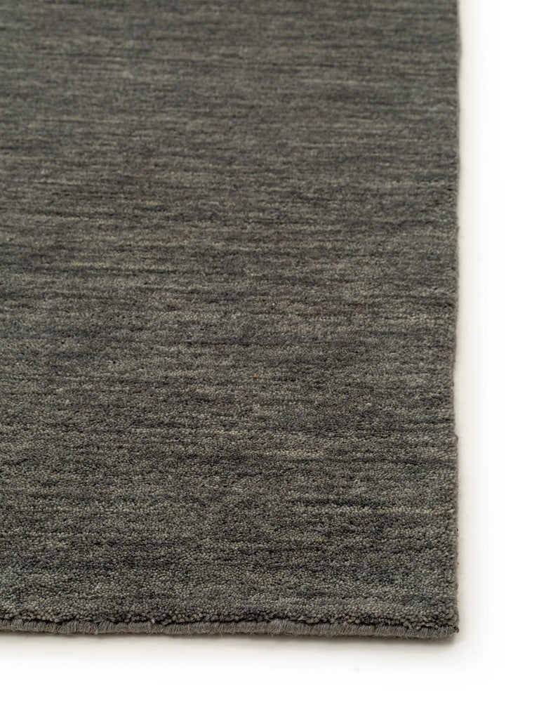 Tapis moderne chiné descente de lit gris foncé en laine 80x300 cm