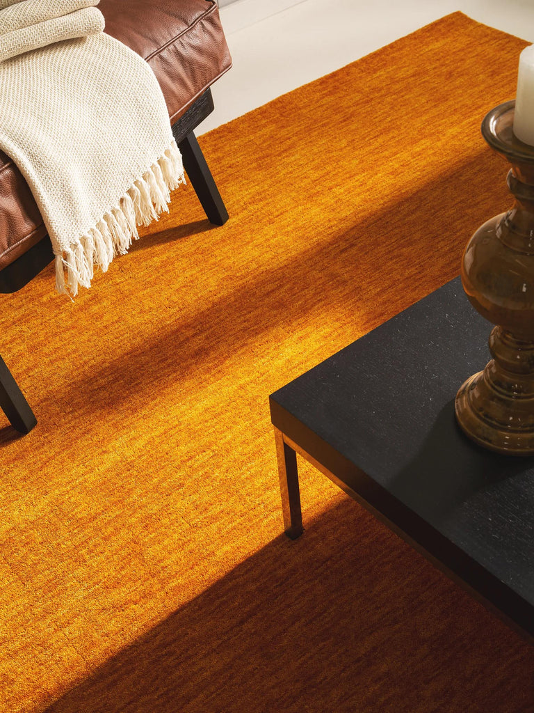 Tapis moderne chiné orange en laine 80x150 cm