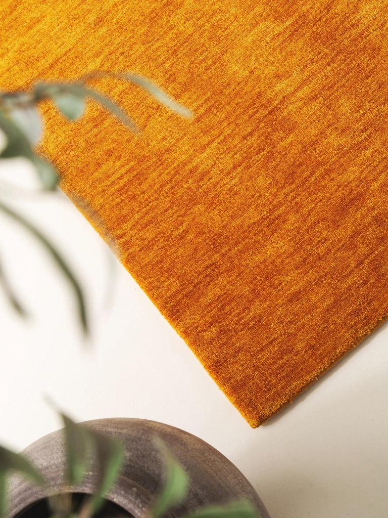 Tapis moderne chiné descente de lit orange en laine 80x250 cm