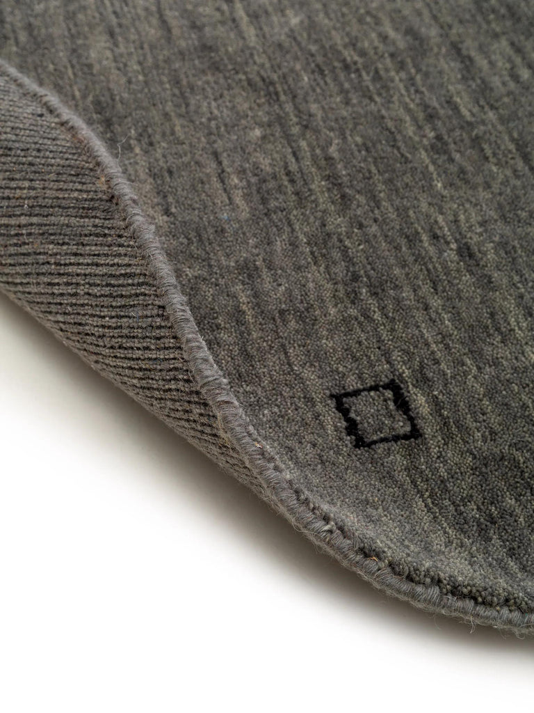 Tapis moderne motif ethnique rond gris foncé en laine 160 cm de diamètre