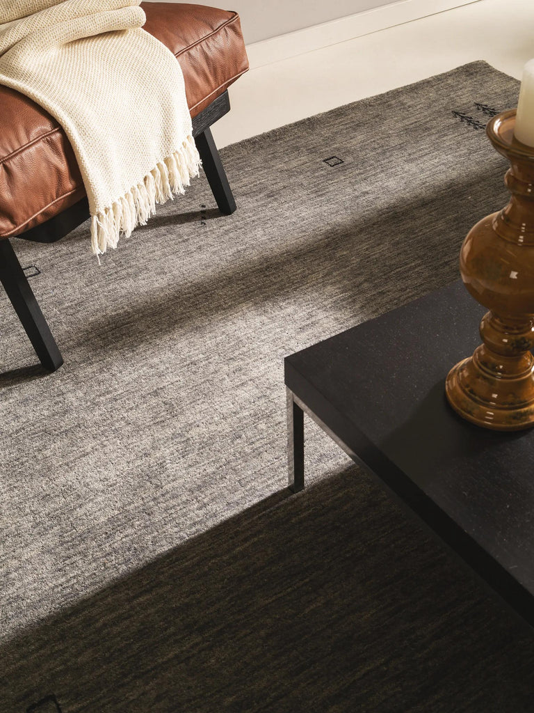 Tapis moderne motif ethnique gris foncé en laine 200x300 cm