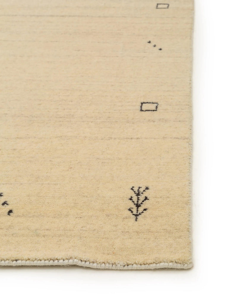 Tapis moderne motif ethnique descente de lit beige en laine 80x300 cm