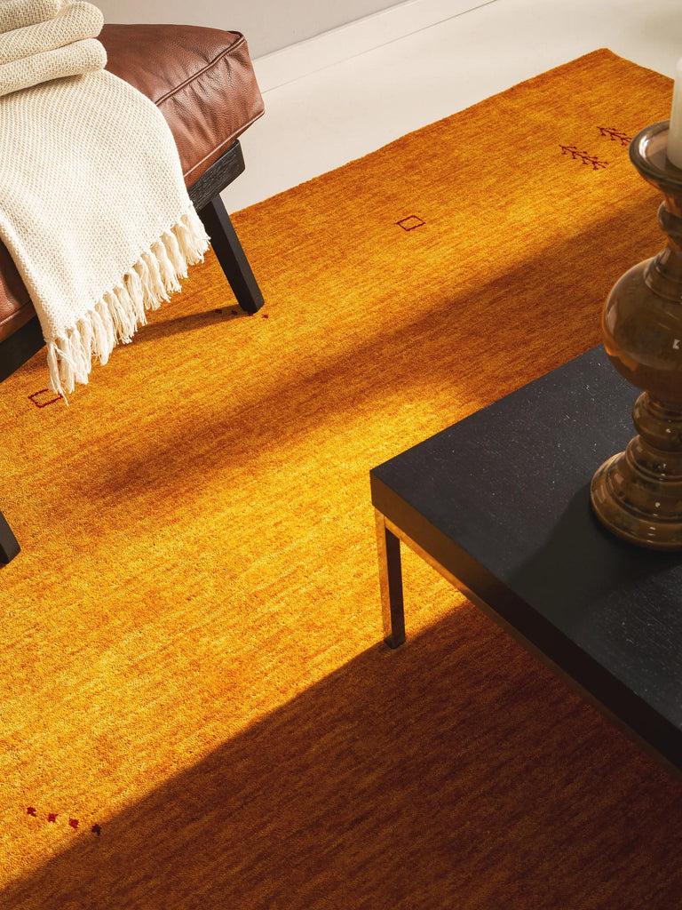 Tapis moderne motif ethnique orange en laine 160x230 cm