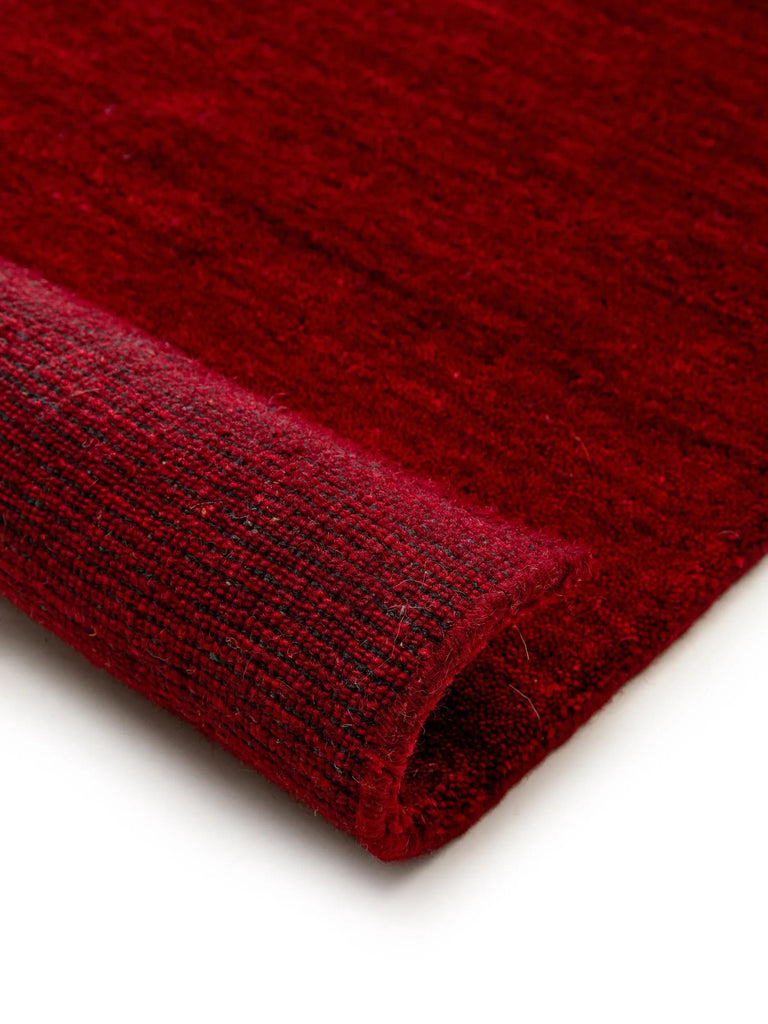 Tapis moderne chiné descente de lit bordeaux en laine 80x250 cm