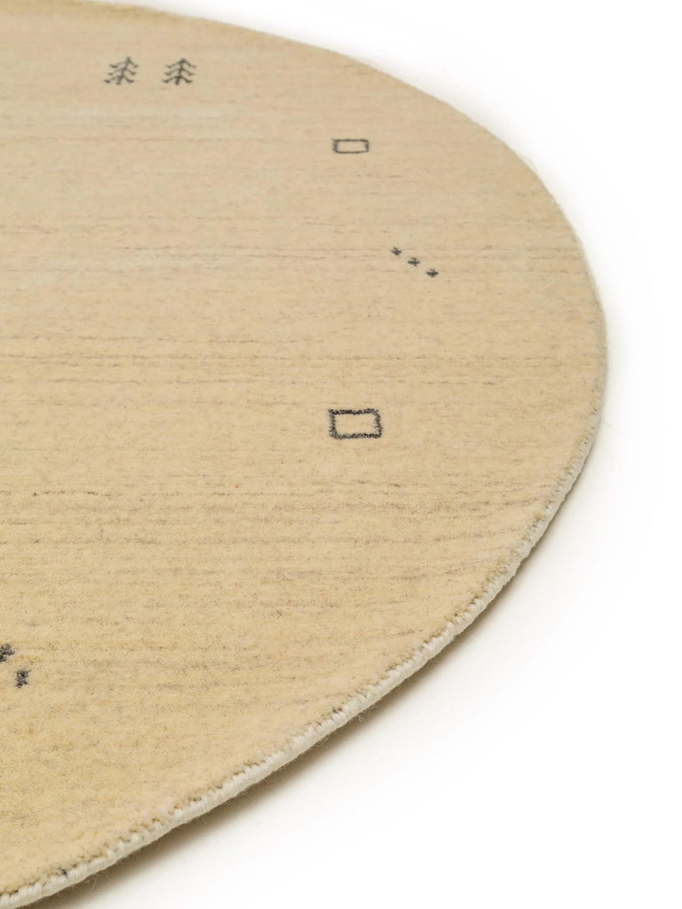 Tapis moderne motif ethnique rond beige en laine 200 cm de diamètre