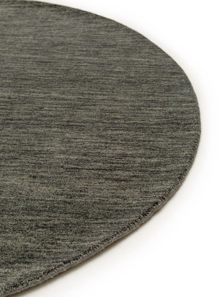 Tapis moderne chiné rond gris foncé en laine 200 cm de diamètre