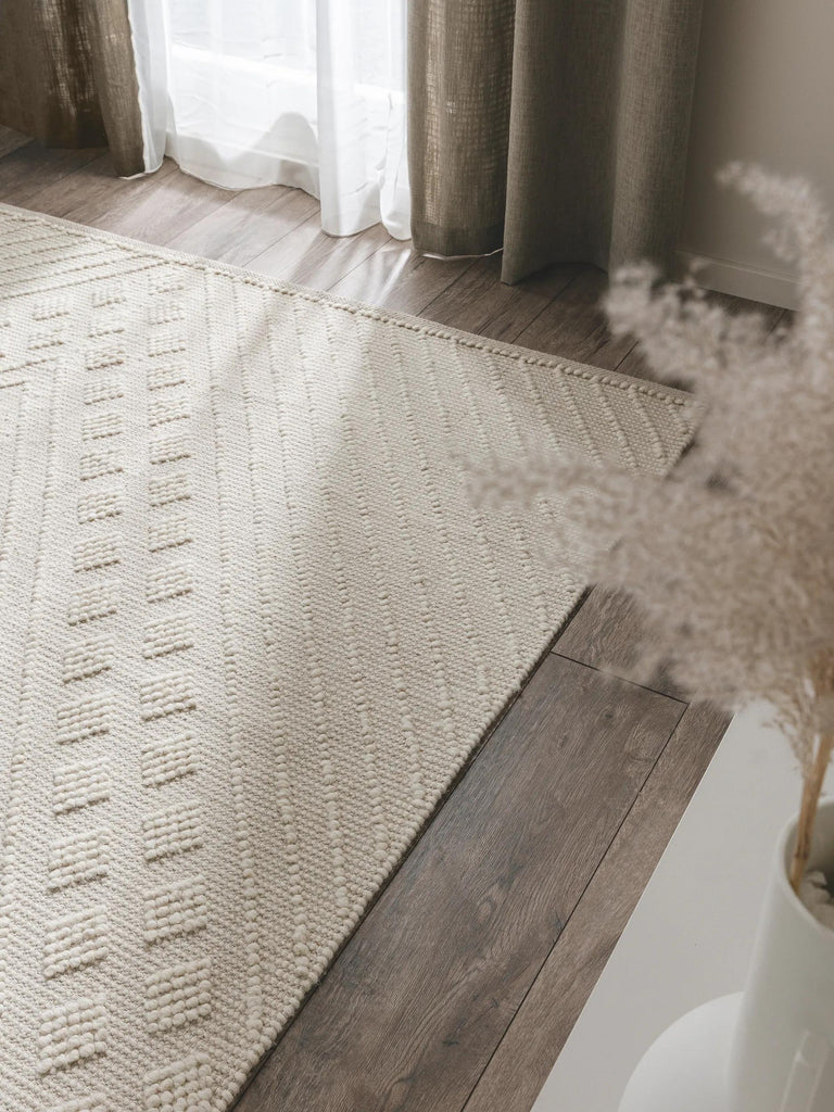 Tapis moderne inspiration ethnique crème 80x150 cm