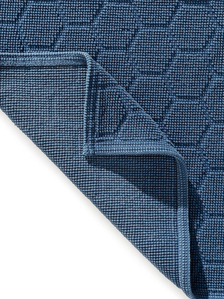 Tapis moderne motif nid d'abeille de bain bleu foncé en coton 50x80 cm