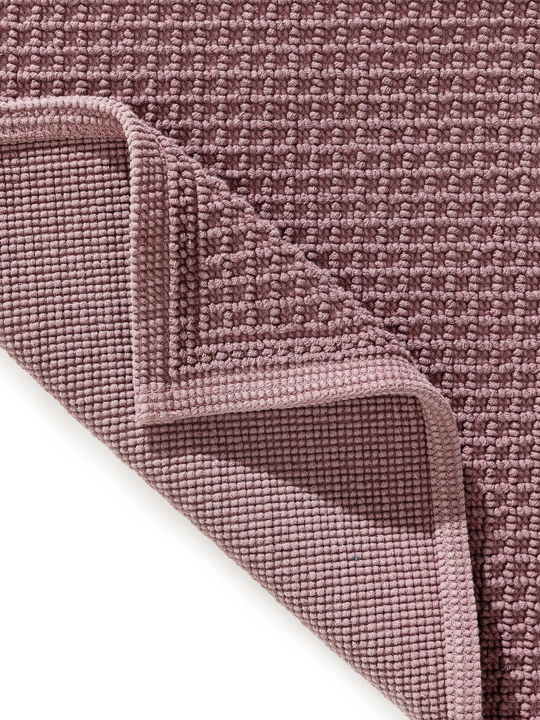 Tapis géométrique grille de bain violet en coton 50x80 cm
