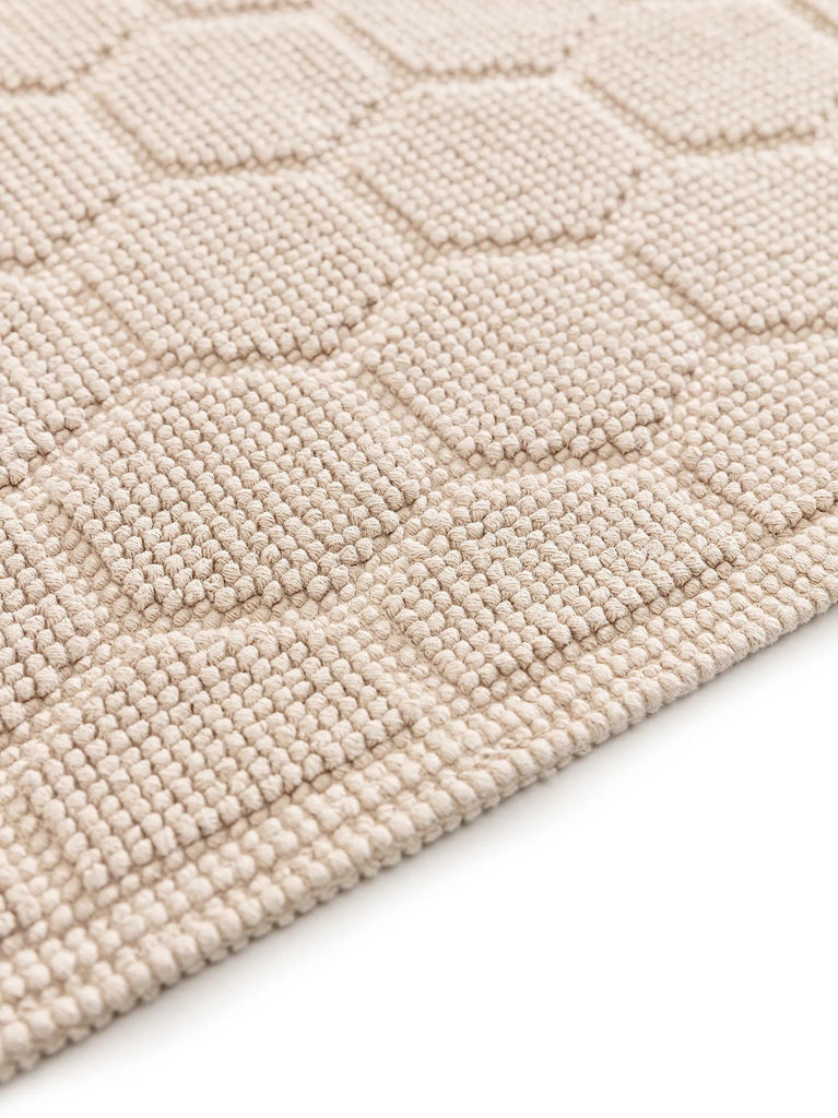 Tapis moderne motif nid d'abeille de bain beige en coton 50x80 cm