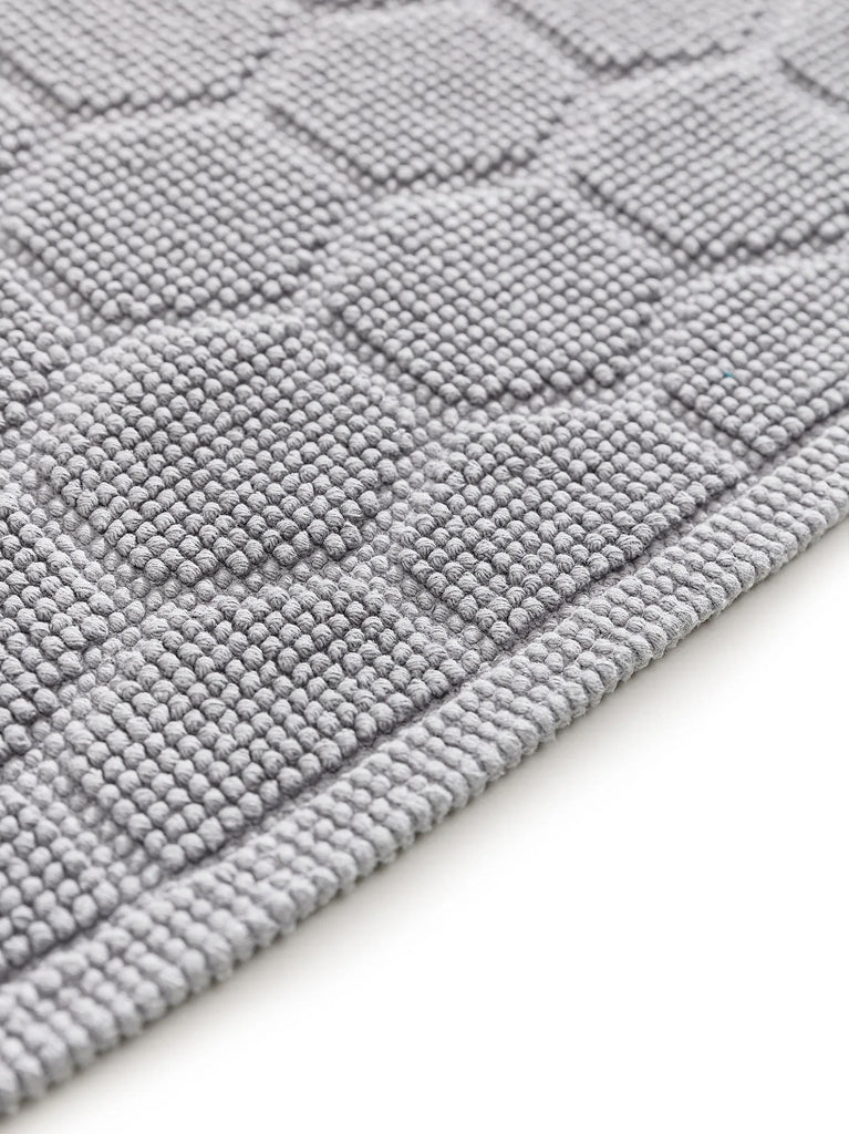 Tapis moderne motif nid d'abeille de bain gris en coton 50x80 cm