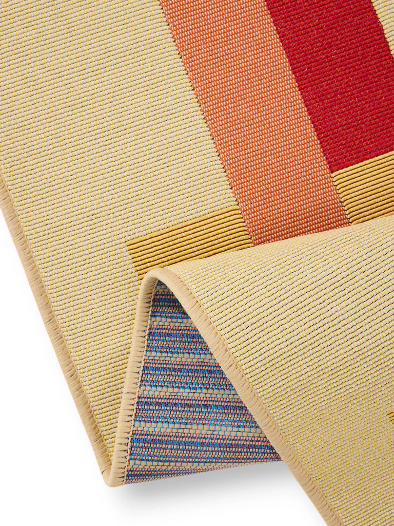 Tapis géométrique quadrillé rouge et jaune d'intérieur et d'extérieur 120x180 cm