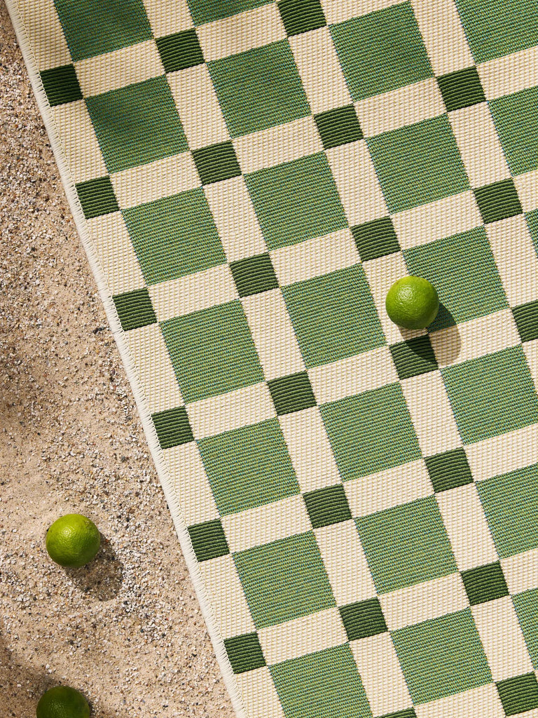 Tapis contemporain quadrillé vert d'intérieur et d'extérieur 160x235 cm