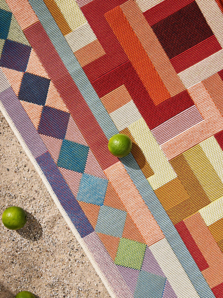 Tapis patchwork oriental multicolore d'intérieur et d'extérieur 200x285 cm