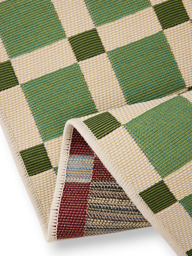 Tapis contemporain quadrillé vert d'intérieur et d'extérieur 200x285 cm
