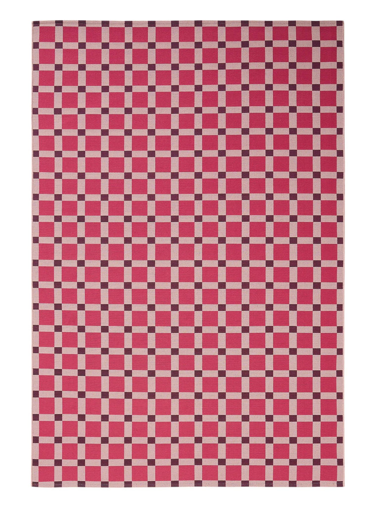 Tapis contemporain quadrillé rose d'intérieur et d'extérieur 200x285 cm