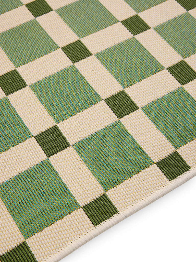 Tapis contemporain quadrillé vert d'intérieur et d'extérieur 160x235 cm