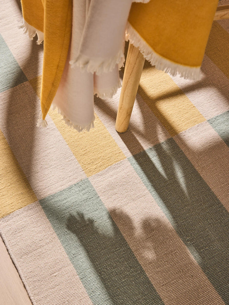 Tapis géométrique multicolore et bleu en laine 200x300 cm