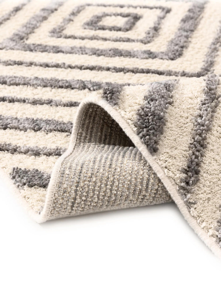 Tapis design motif géométrique de couloir crème 80x250 cm