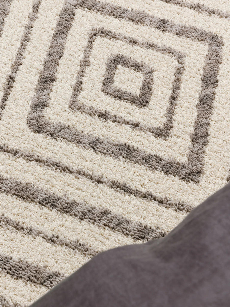 Tapis design motif géométrique de couloir crème 80x250 cm