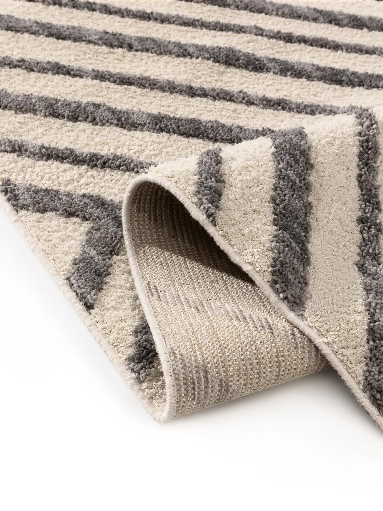 Tapis design motif contemporain crème et gris 80x150 cm