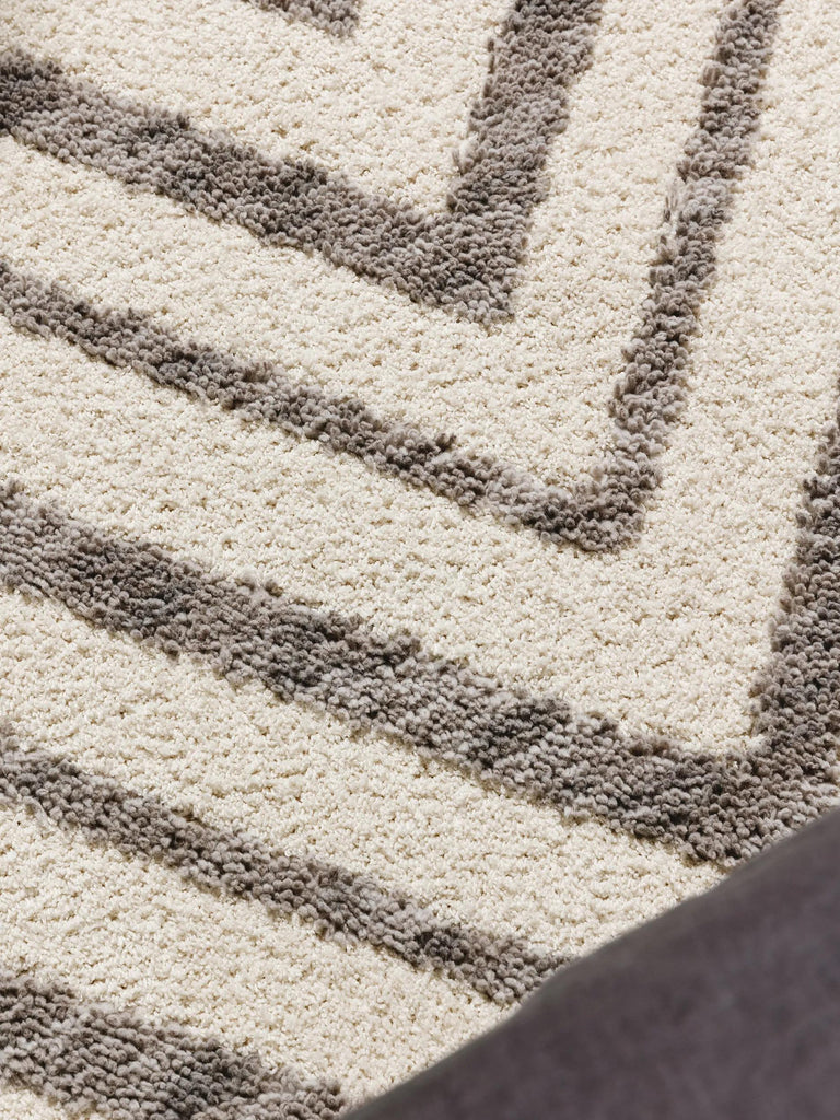 Tapis design motif contemporain crème et gris 80x150 cm