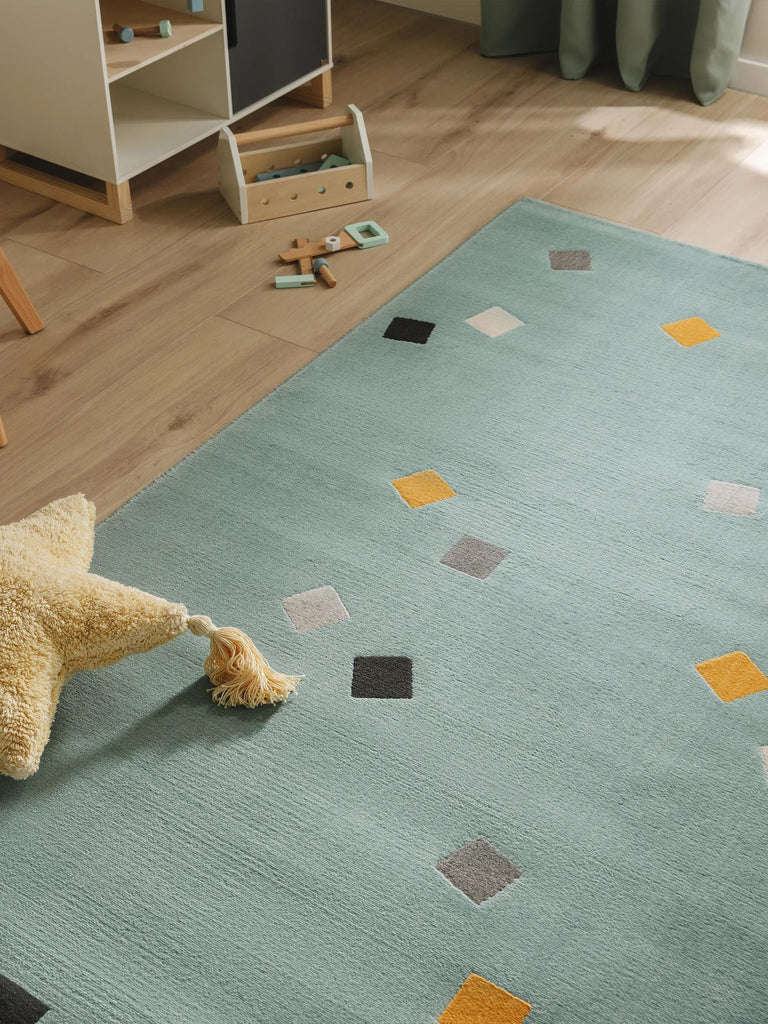 Tapis géométrique enfant turquoise 160x230 cm