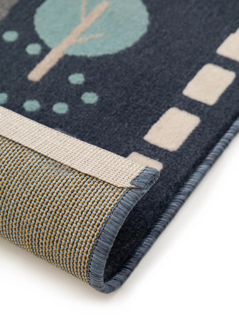 Tapis moderne dessin de ville enfant bleu 160x230 cm