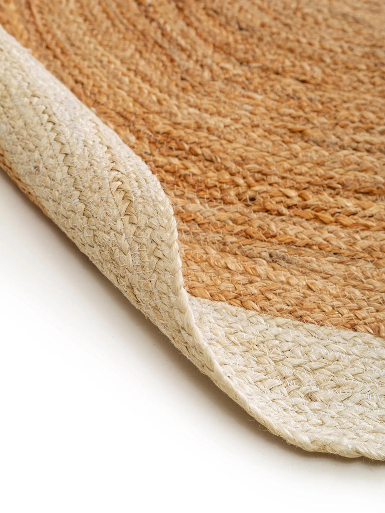 Tapis scandinave rond beige et marron clair en jute 115 cm de diamètre