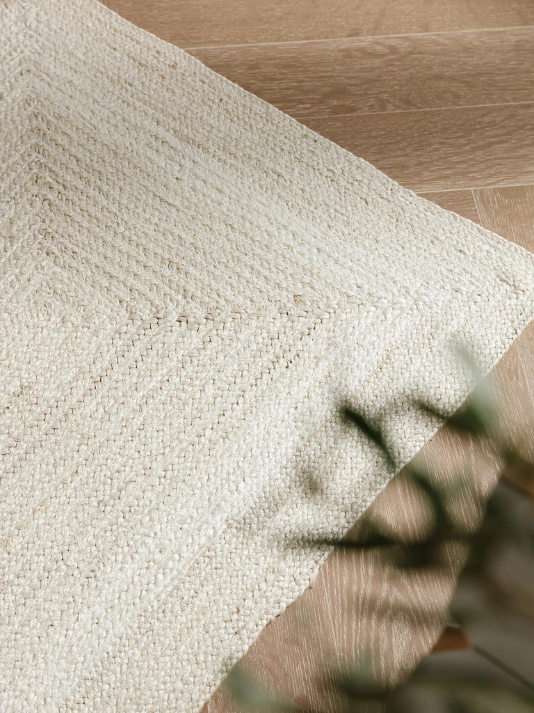 Tapis scandinave de couloir blanc cassé en jute 70x200 cm