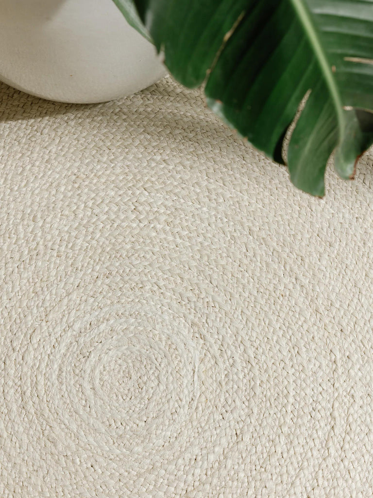 Tapis scandinave rond blanc cassé en jute 80 cm de diamètre
