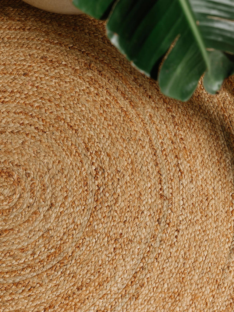 Tapis scandinave rond marron clair en jute 200 cm de diamètre