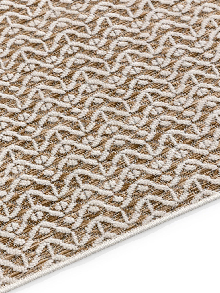 Tapis contemporain tressé vagues crème d'intérieur et d'extérieur 140x200 cm