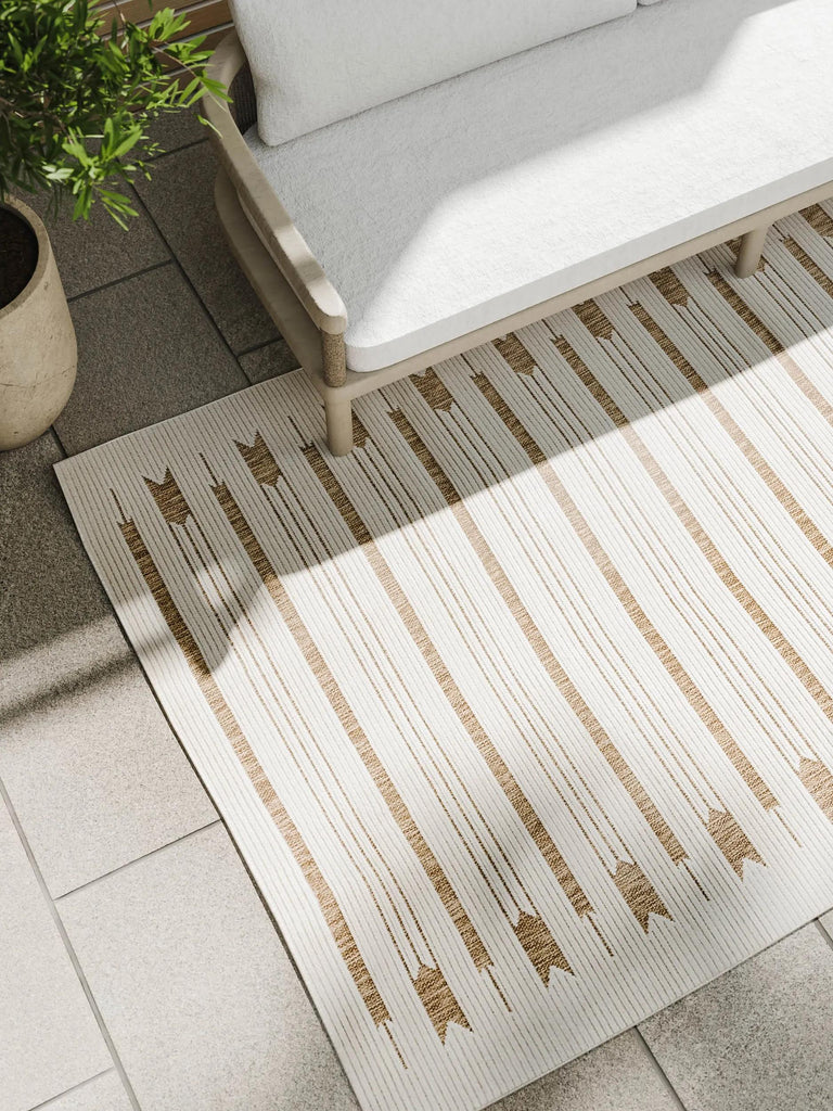 Tapis moderne style ethnique crème d'intérieur et d'extérieur 140x200 cm