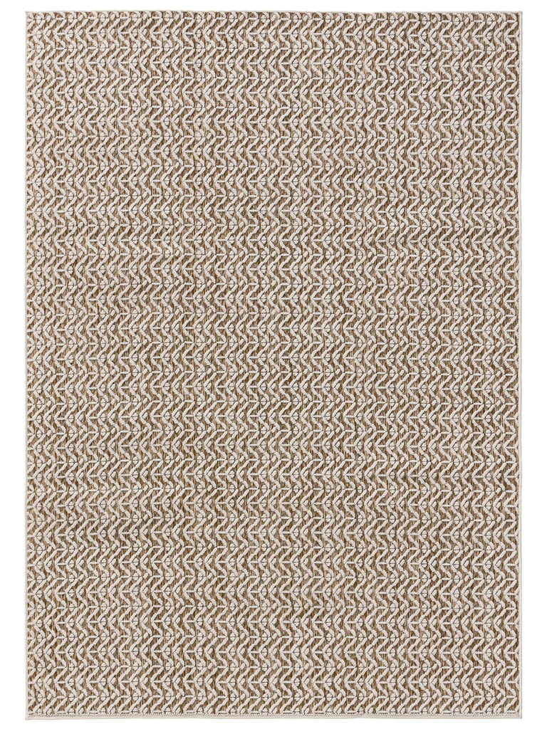 Tapis contemporain tressé vagues crème d'intérieur et d'extérieur 120x170 cm