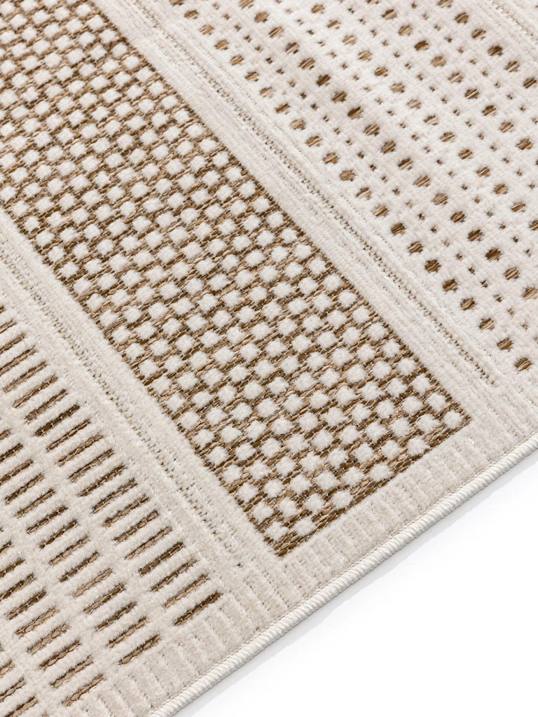 Tapis ethnique motif géométrique de couloir crème d'intérieur et d'extérieur 70x200 cm