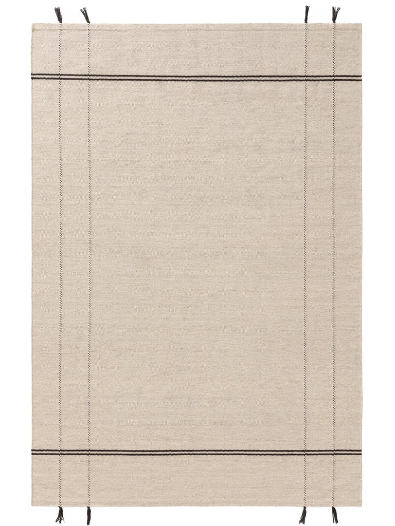 Tapis bohème crème et noir en laine 200x300 cm