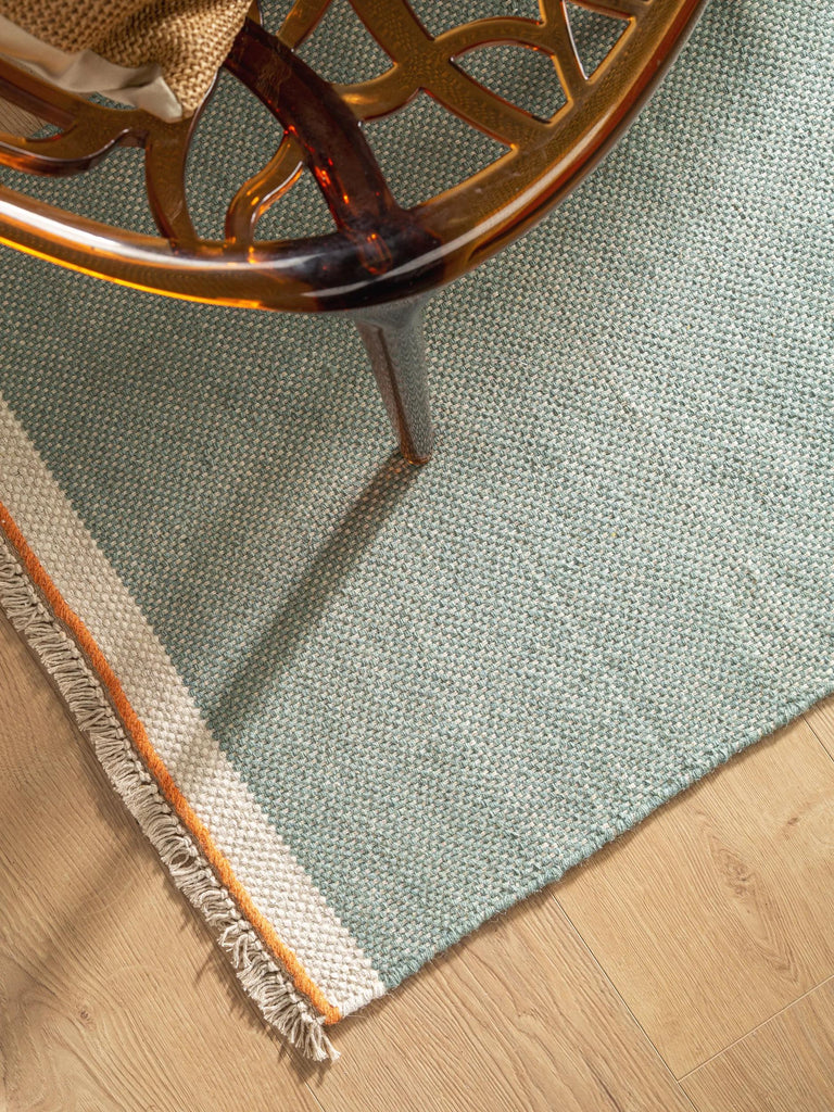 Tapis bohème inspiration scandinave de couloir vert menthe 80x250 cm