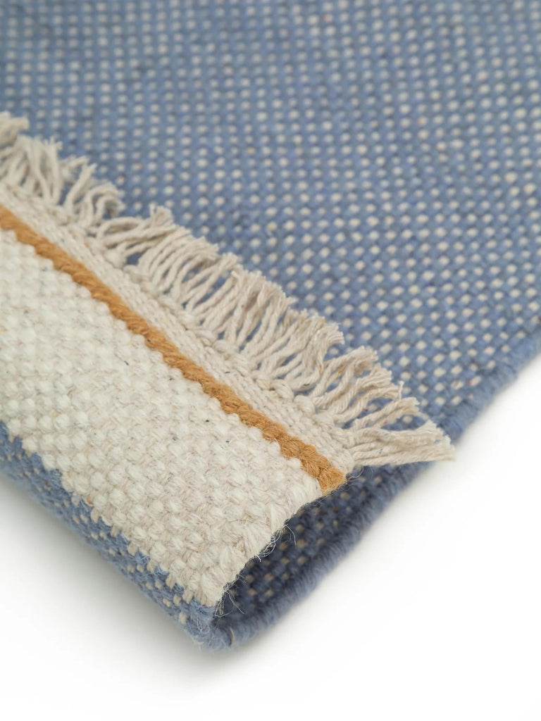 Tapis bohème inspiration scandinave de couloir bleu 70x200 cm