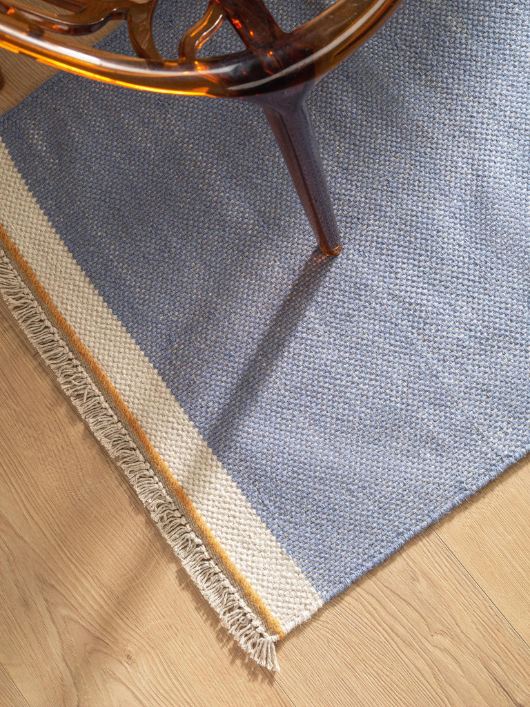 Tapis bohème inspiration scandinave de couloir bleu 70x200 cm