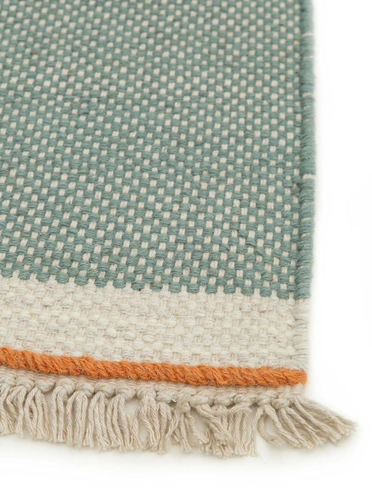 Tapis bohème inspiration scandinave de couloir vert menthe 80x250 cm