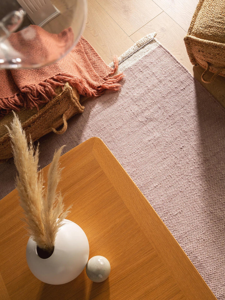 Tapis bohème inspiration scandinave rose 200x300 cm