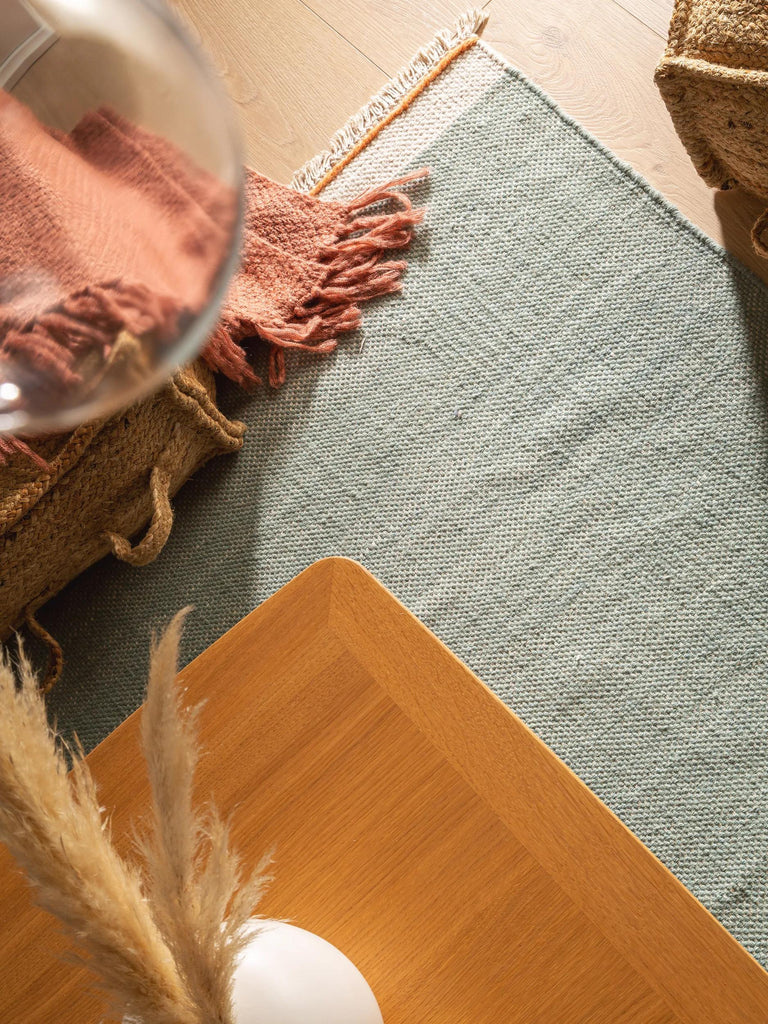 Tapis bohème inspiration scandinave vert menthe 120x170 cm